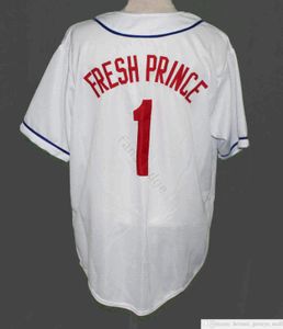 West Philly Fresh Prince Baseball Jersey 1 Volledige borduurwerkheren gestikt truien Shirts Maat S-XXXL Snelle verzending