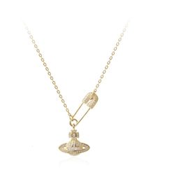 West Queen – collier saturne en argent sterling S925, collier coréen pour femme, chaîne en os de serpent, chaîne croisée, pendentif 3322