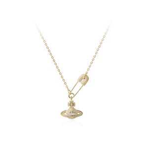 West Queen – collier saturne en argent sterling S925, collier coréen pour femme, chaîne en os de serpent, pendentif en chaîne croisée
