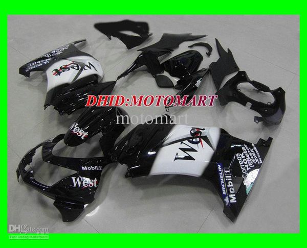 Kit de carenado WEST White Black para KAWASAKI Ninja ZX250R ZX 250R 2008 2010 2012 EX250 08 09 10 11 12 Carenados de molde de inyección