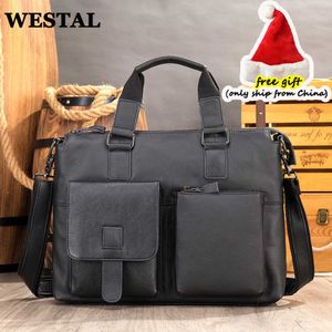 Bolso de diseñador WESTAL Maletín para hombre Bolso genuino para hombre Satchel Messengers Laptop de cuero para documentos Totes Bolsas para computadora