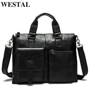 WESTAL sac pour hommes véritable mallette en cuir pour hommes pochette d'ordinateur en cuir sacs de bureau pour hommes fourre-tout mallette d'affaires sacs pour Docum246o