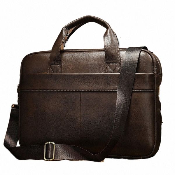 Westal Sac pour hommes en cuir véritable Porte-documents pour ordinateur portable 14 Menger Sac en cuir pour hommes Busin Portefeuille pour document A4 7022 K5TL #