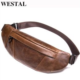 WESTAL hommes ceinture sac en cuir véritable sac de taille mâle fanny pack homme ceinture poche course hanche sacs téléphone portable sac hommes wai230O