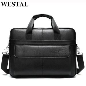 Westal maletas masculinas saco de couro genuíno sacos de escritório para homens saco do mensageiro bolsa de couro para portátil para documento brie2901