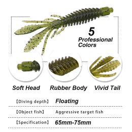 Westbass 5-stcs zachte larve-aas 1.8G-2.2G Siliconengarnalen Visvissen Rubberworm Swimms Swimbaits Pike Wobblers Cebos Pesca Accessori