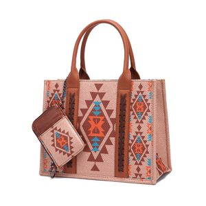 Western Aztec fourre-tout avec porte-cartes sac à main Géométrique Modèle Femmes Toile décontractée sac à main
