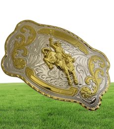 Western Cowboy Belt Hoge kwaliteit 145102 mm 196g Golden Horse Rider Grote metalen metaal voor Men Belt Aessories6546508