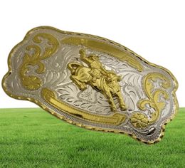 Western Cowboy Belt Hoge kwaliteit 145102 mm 196g Golden Horse Rider grote maat metaal voor Men Belt Aessories2963509