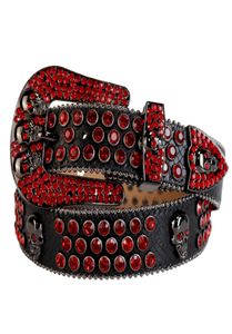 Western Cowboy Bling Bling Cristal Coloré Strass Ceinture Crâne Conchos Ceinture Cloutée Trois Boucle Amovible pour Femmes et Hommes4457765