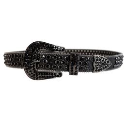 Western Cowboy Bling cristal strass ceinture cloutée en cuir ceinture boucle amovible pour femmes et hommes 5538139