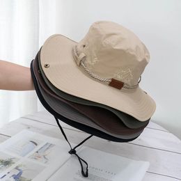 Chapeaux de seau de cowboy occidental été grand bord plat crème solaire respirant pare-soleil pêcheur papa casquette de chasse Boonie Bob 240130