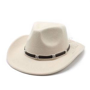 Western Cowboy Fedoras femmes hommes Fedora chapeau large bord feutre chapeaux Jazz haut casquette automne hiver casquettes Trilby 2023 mode nouveau