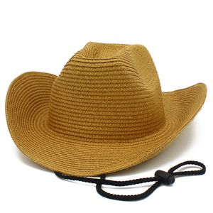 Western Cowboy Cappello di paglia pieghevole Uomo Cappellino da spiaggia Cappellino da uomo Protezione solare Primavera Estate Cappellini da viaggio all'aperto con corda