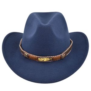 Western Cowboy Hat Cowgirl Cap largeur avec un bandeau de travail manuel pour hommes et femmes