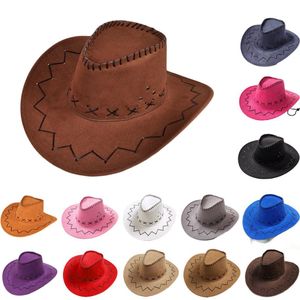 Chapeau de Cowboy occidental pour hommes, femmes et enfants, Fedora, en Faux cuir à large bord, pour l'été, pour la plage et les voyages