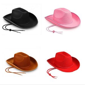 Sombrero de vaquero occidental para mujeres y hombres, sombreros Fedora, sombreros de ala ancha, gorras de jazz, fieltro Trilby