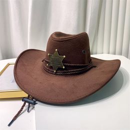 Western cowboyhoed, retro sheriff, sheriff's hoed, heren- en dames paardrijden, toerisme, vissen, zonneschadig, zonnebescherming, campinghoed