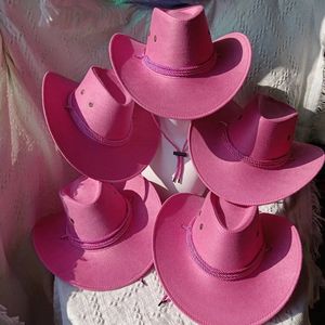 Western cowboy hoed suede outdoor vizier heren rijhoed dames roze jazz cowboy big ramp cowboy hoed sombrero hombre 240322