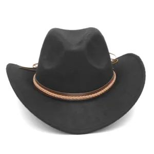 Western Cowboy Hat Wide Brim met bruine riem voor vrouwen en mannen voor Halloween Christmas Party