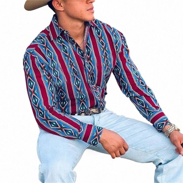Western Denim LG Chemise à manches ethnique style tribal fête en plein air décontracté luxe chemise pour hommes design doux et confortable 2024 B1eQ #