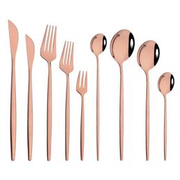 Western Dinnery Wedding Rose Gold Flatare Table Tare Party Supply Roestvrijstalen bestek Mes Vork Lepel LS103