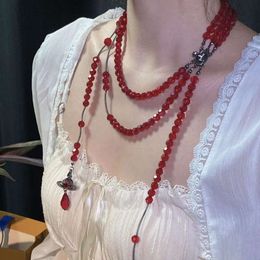 Collier Saturne à pampilles multicouches en verre brisé de l'impératrice douairière occidentale, petit et populaire, chaîne de pull asymétrique portable