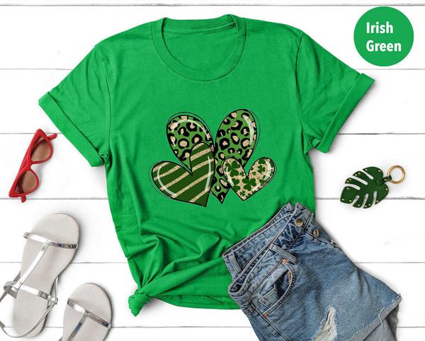 Europe de l'Ouest Saint Patrick's Day Clover Love Fashion Print T-shirts à manches courtes pour hommes et femmes
