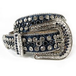 Cinturón de diamantes de imitación para hombre de moda occidental, cinturón de cuero de diseño con tachuelas de cristal ostentoso de vaquero de calidad, hebilla extraíble