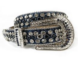 Western Fashion Men Rhinestones Belt Quality Cowboy Bling Bling Crystal Studded Design Leather Belt verwijderbare Buckle2681155
