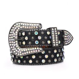 Western Jean Belt Burded Diamonds Crystal Custom kleurrijke diamant cowgirl faux lederen bling studdeds crystal heren strass riemen riemen