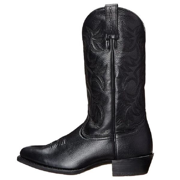 Western moto chevalier Cowboy bottes hommes de haute qualité brodé mi-mollet bottes en cuir décontracté concepteur mâle chaussure confortable 1AA40