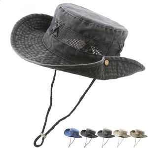 Chapeau de pêche en plein air occidental pour hommes et femmes, protection solaire respirante, maille en coton, pêcheur de randonnée, 240130