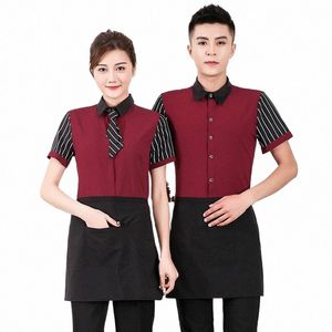 Uniforme de serveur de restaurant occidental pour homme, salopette de service alimentaire d'hôtel, uniforme de serveur KTV d'été, chemise de travail de café, veste de chef R0Q5 #