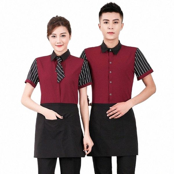 Uniforme de camarero de restaurante occidental para hombre, servicio de comida de hotel, monos de verano, uniforme de camarero KTV, camisa de trabajo de cafetería, chaqueta de cocinero R0Q5 #