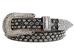 Western Rhinestone Fashion Silver Belt Buckle verwijderbare zwarte zilveren glitter kristal cowboyliemen voor mannen dames3352247