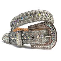 Strass Western Cowgirl Cowgirl Cowboy Bling Bling Crystal Cristal Courroie En Cuir Boucle amovible pour hommes Femmes