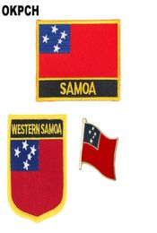 Insigne de patch de drapeau des Samoa occidentales 3 pièces un ensemble de patchs pour la décoration de bricolage de vêtements PT015138373214