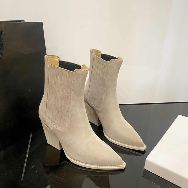 Botas de combate cortas western, botas de mujer de piel vacuno de alta calidad, estilo clásico de la marca, cómodas, casual y minimalista.