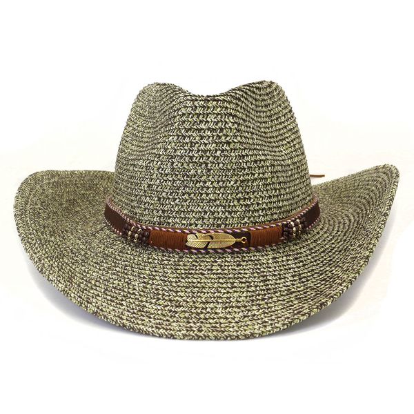 Western paille Cowboy chapeaux pour femmes hommes été large bord plage Panama Cowgirl casquette Protection solaire chapeau haut de forme Sombreros De Mujer