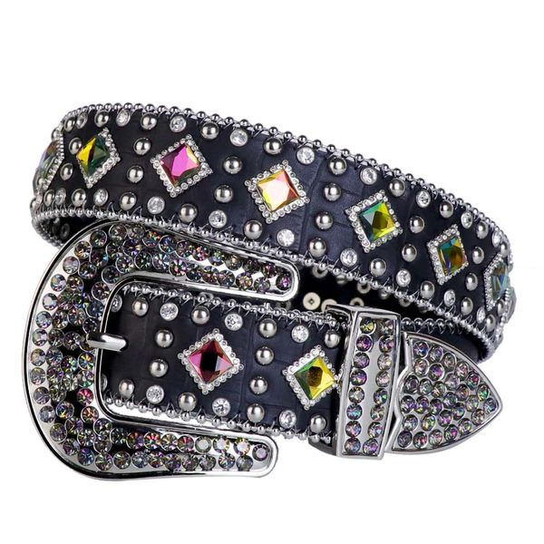 Cinturón de diamantes de imitación de cristal ostentoso de estilo occidental con cinturones de hebilla extraíbles con adornos de diamantes de cristal de colores para mujer Whole2856535