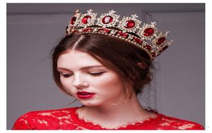 Style occidental Red Dimand Crystal Head bijoux princesse queen accessoires de cheveux de fête de mariage Headwear Baroque Bridal Crown Tiaras A4037316