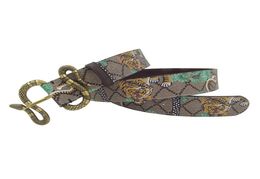 Ceinture en cuir imprimé tigre occidental pour hommes, boucle serpent, mode jean décontracté, pantalon d'affaires, 5304708