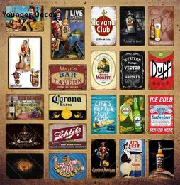 Western Vintage Vector Whisky Plaque Beer Metal Signs Bar Pub Publier Plaque DÉCORN DÉCORN HAVANA Club Iron Iron Wine Affiche YI1516403171