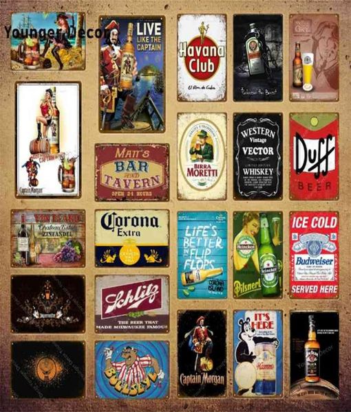 Western Vintage Vector Whisky Plaque Beer Metal Signs Bar Pub Publier Plaque décorn DÉCORN HAVANA Club Iron Iron Wine Affiche YI1518747887