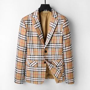 Western Wear Heren Blazers Designer Fall Coat Slim Fit Plaid Geometric Patchwork Coat Men's Dress Suit M-3xl