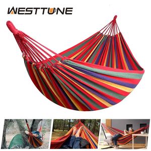 Westtune de lona al aire libre hamaca hamaca para acampar con cuerdas de árboles de carga de hasta 200 kg perfecto para patio de jardín 240417