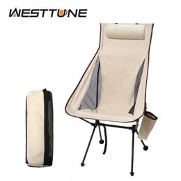 Chaise de camping pliante portable Westtune avec appuie-tête chaises touristiques légères chaise de pêche en alliage en aluminium meubles d'extérieur 240426