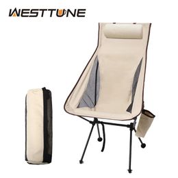 Silla de campamento plegable portátil de Westtune con sillas de turismo livianas de cabeza reposacabezas muebles de exterior 240329