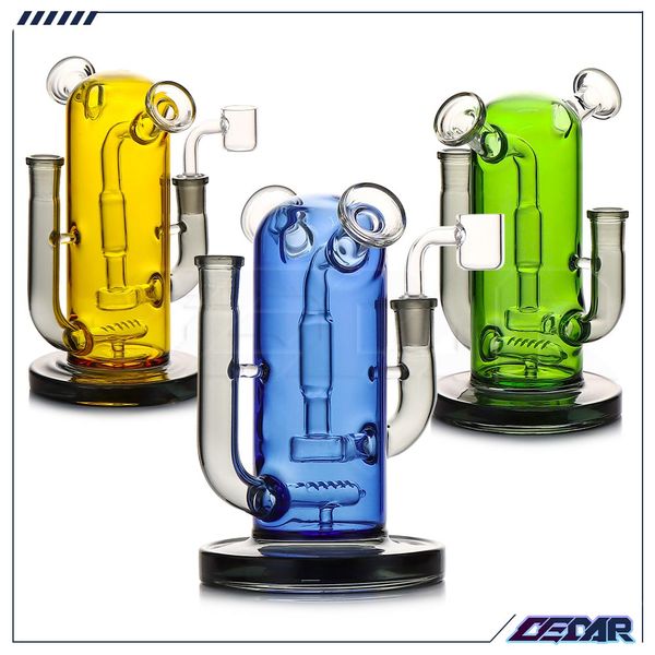 Doble húmedo y seco Dual Uso de 7.3 pulgadas Vidrio mixtos Vipas de Hookah Tipes Bubbler Reciclador Aceite Dab Camiseta de agua de vidrio Fumar tubería con banger de cuarzo de 14 mm